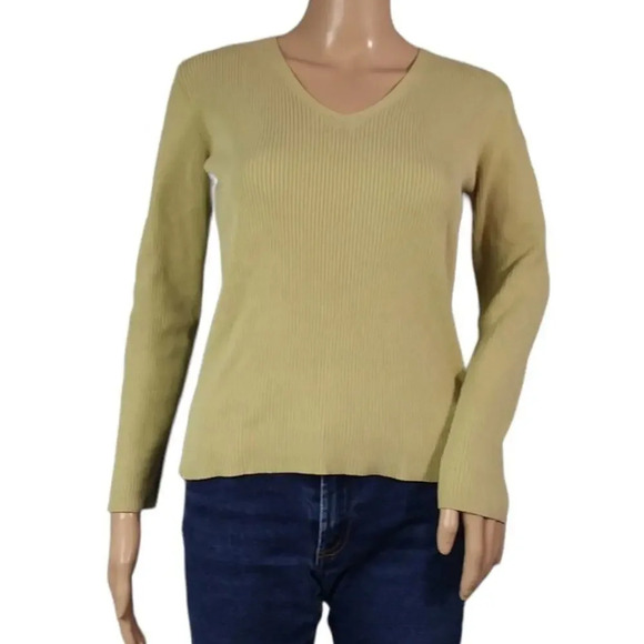Eddie Bauer Olive Green Ribbed Sweater - Picture 1 of 3